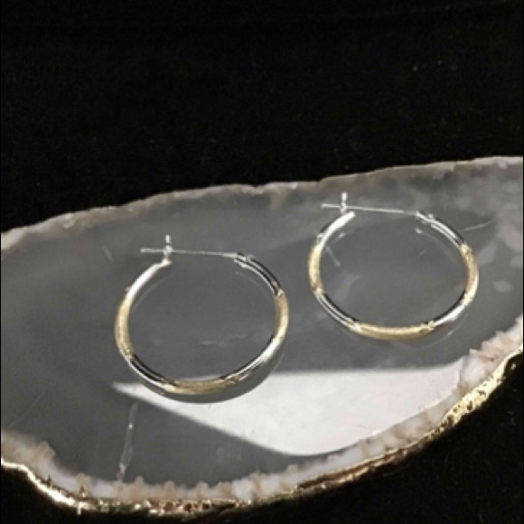 Preloved Solid 14k TwoTone Gold Hoop Earrings